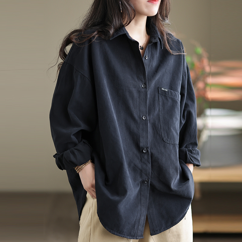Womens Casual Loose-fitting Long-sleeve Blouse