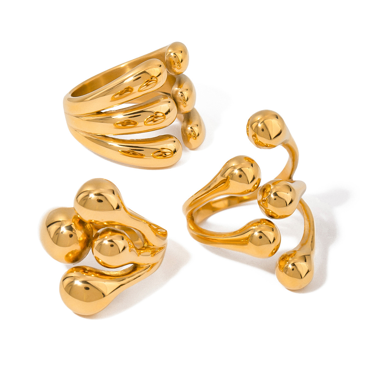 European And American Stainless Steel Gold Ring 18K Gold Plated Cross-border Sold Jewelry High-grade Ins Ring Non-fading Rings