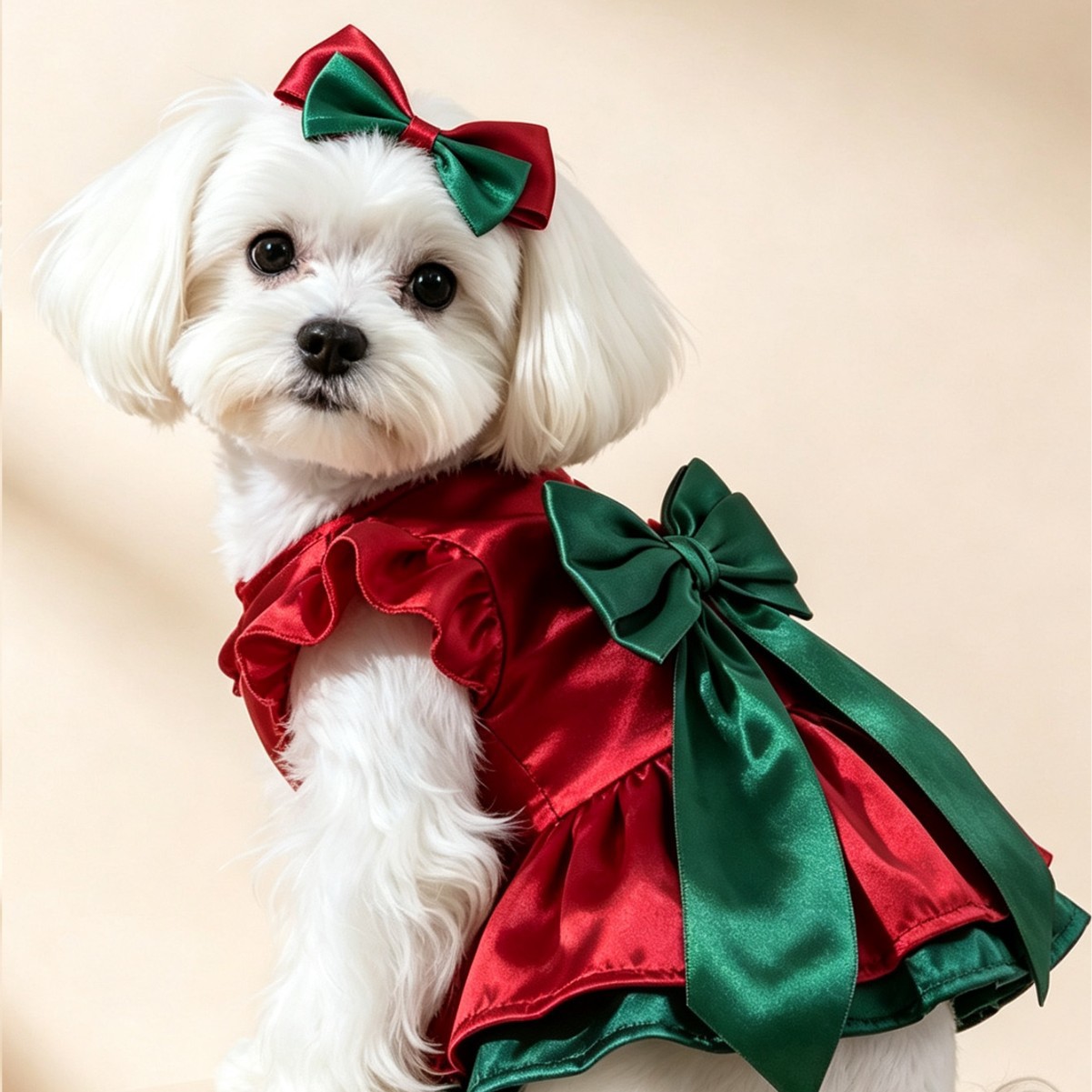 Christmas Double Layer Pet Dress - Warm Autumn Winter Dog Clothes Cat Skirt Customizable