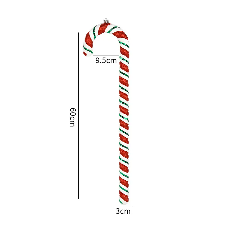 Red White And Green Painted Glitter Crutches Photography Shooting Props Christmas Decorations - 60Cm Red White Green 1Pc
