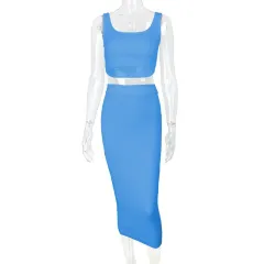 The New Dress Sexy Vest Two-piece Suit Short Jacket That - Blue - View 1
