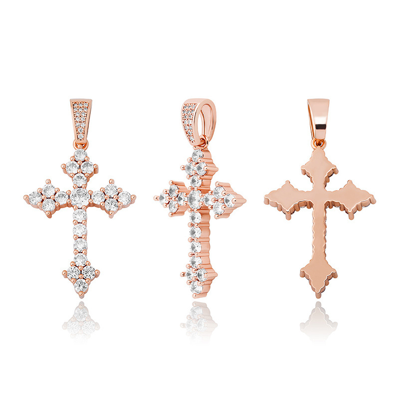 Retro Cross Pendant With Full Zirconia, Simple Religious Necklace For European And American Styles