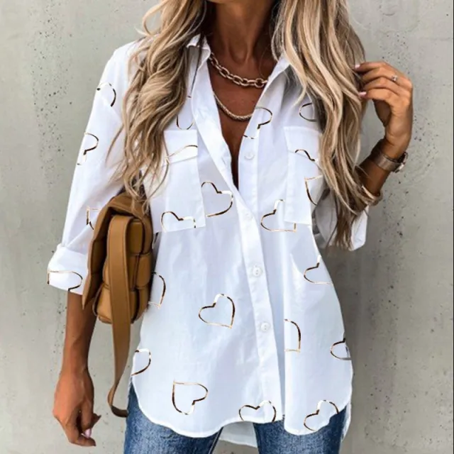 New Women's Clothing Autumn And Winter Irregular Loose Long Sleeve Lapel Shirt Nys1123A - Shop at LoveMi