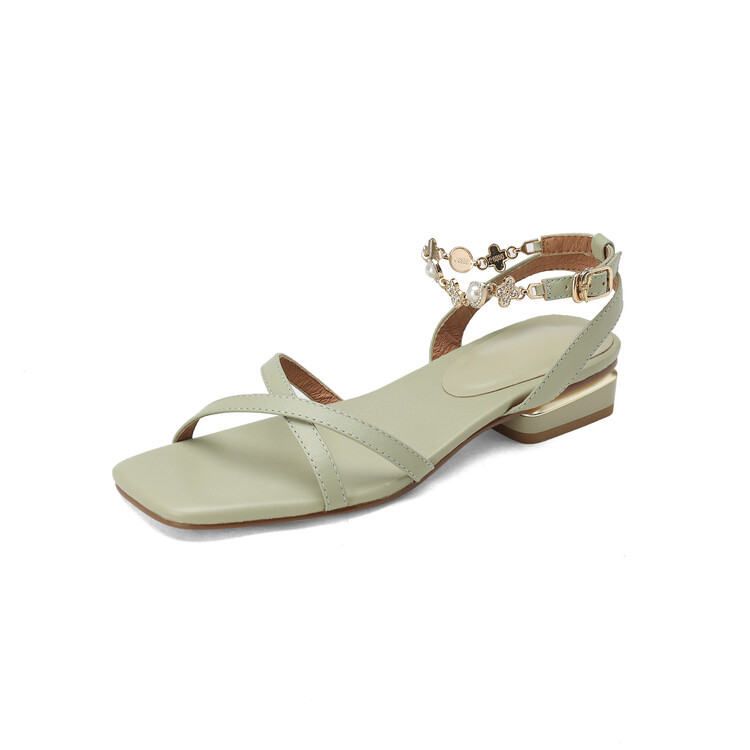 Square Toe Low Heel Sandals