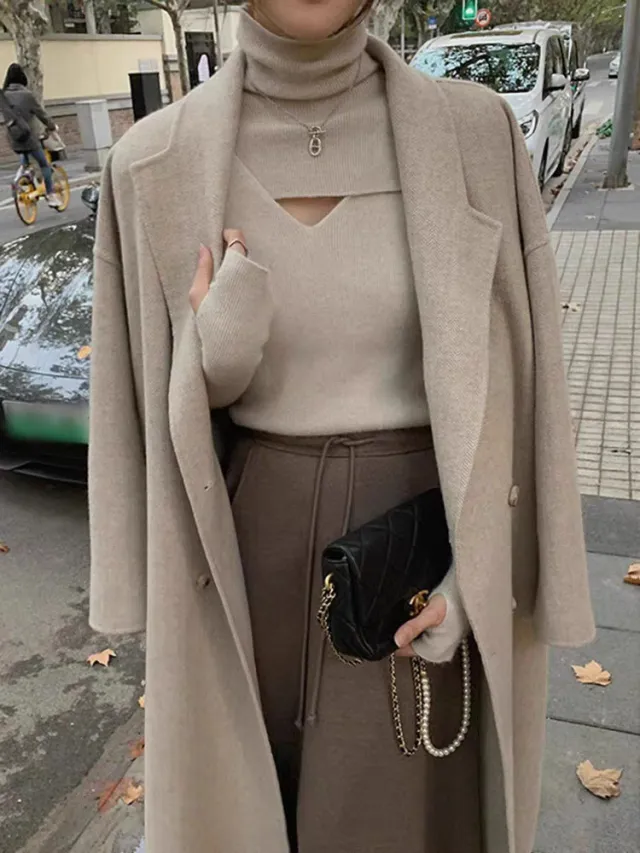 Women's Spring Autumn Underwear Turtleneck Slim Top Oatmeal Color - Shop at LoveMi