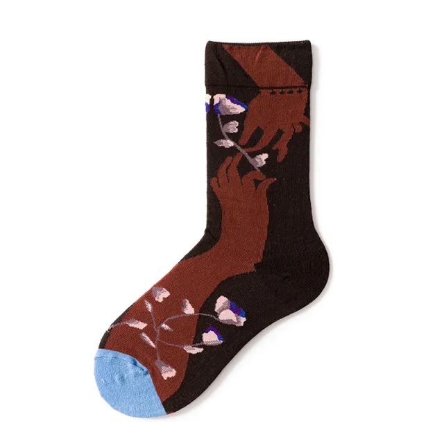 Graffiti Portrait Mid calf Socks Color Creative Hand In Hand - Shop at LoveMi