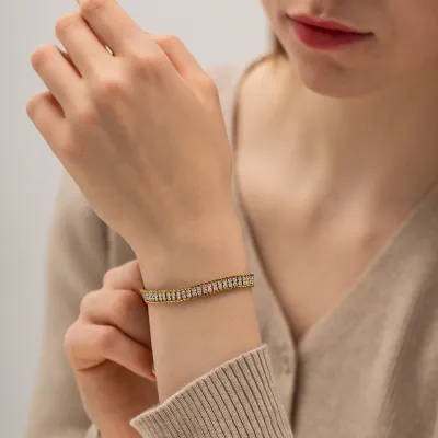 18K Gold Double-layer White Zircon Bracelet
