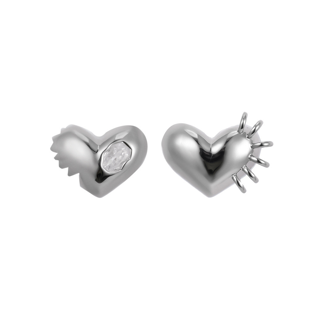Irregular Heart Stud Earrings 925 Silver Needle