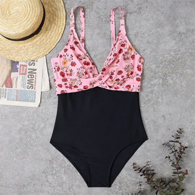 Slimming Color Matching One piece Bikini Swimsuit For Women Black - Shop at LoveMi