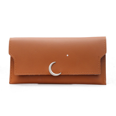 Star Moon Rivet Zipper Soft Leather Coin Wallet Brown - Shop at LoveMi