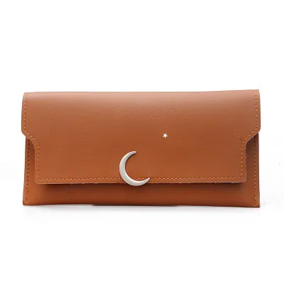 Star Moon Rivet Zipper Soft Leather Coin Wallet Brown - Shop at LoveMi