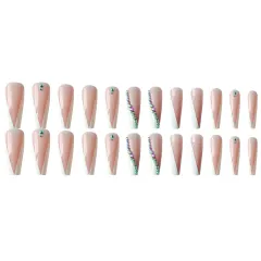 Foreign Trade Ceramic White Line Spot Drill Hand-worn Nail Fake Nail Patch Nail Tips Finished Product - Cz03 - View 1