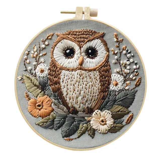 Embroidery Handmade Cloth Art Material Kit Sets Creative Needlework English Mighty Owl - Shop at LoveMi