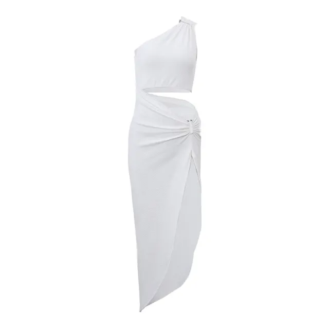 Sexy Off shoulder Fake Two piece Slit Dress White - Shop at LoveMi