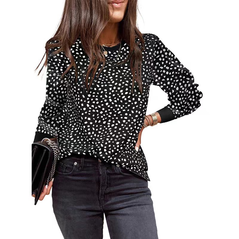 Women's Spot Printed Long-sleeved Top