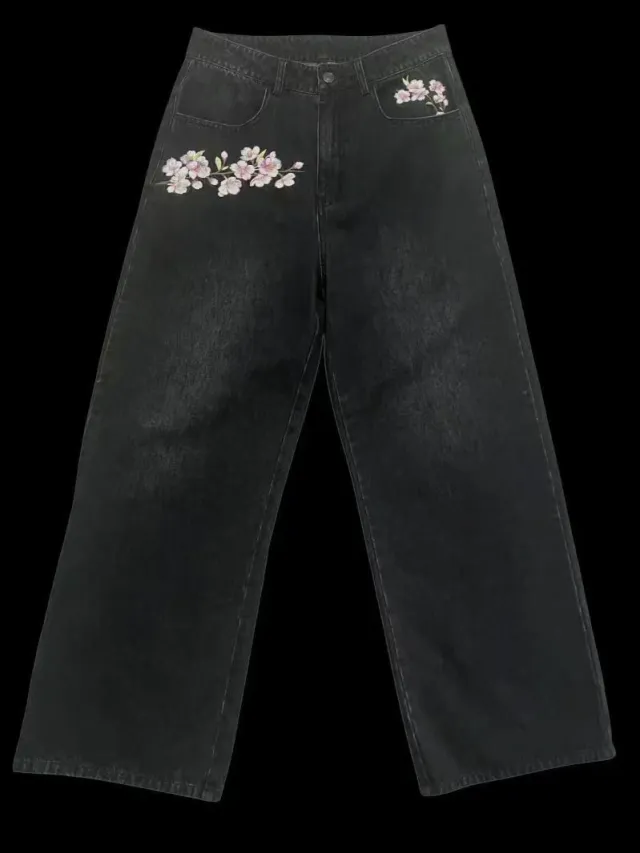Women's American Retro Washed Casual Loose Pants Black - Shop at LoveMi