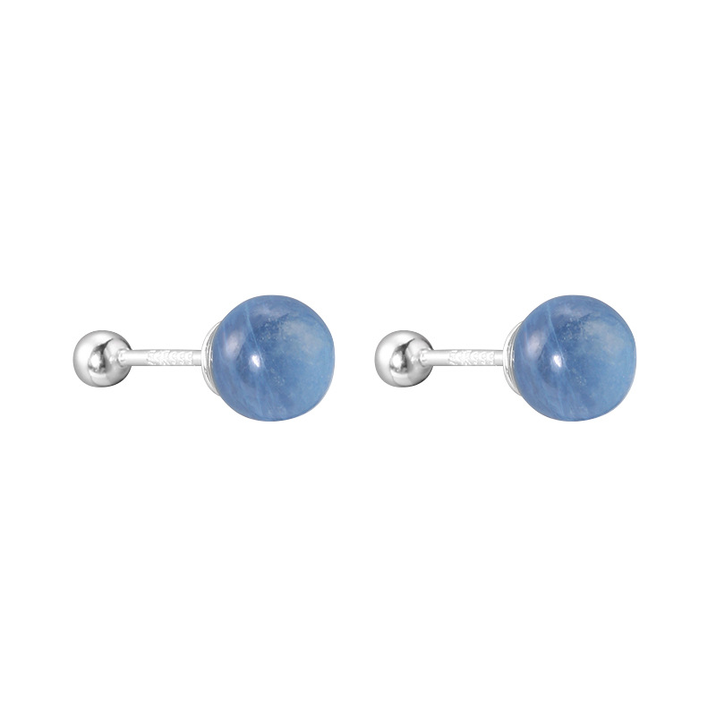 Women's Pure Silver Aquamarine Stud Earrings
