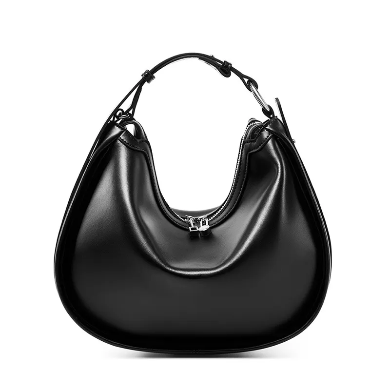 Special-interest Design Selenodont Bag Genuine Leather Underarm Crossbody All-matching - Black
