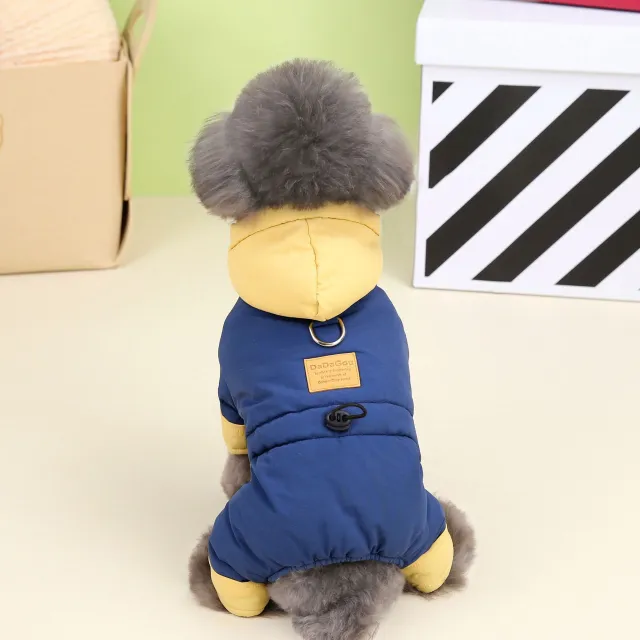 Pet Clothes Dog Autumn And Winter Four leg Cotton padded Clothes Deep Sea Blue - Shop at LoveMi