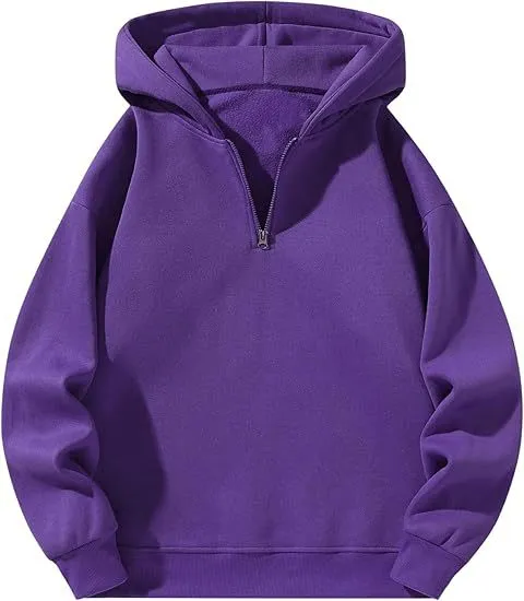 American Casual Zipper Hoodie Loose Sports Sweater Purple - Shop at LoveMi