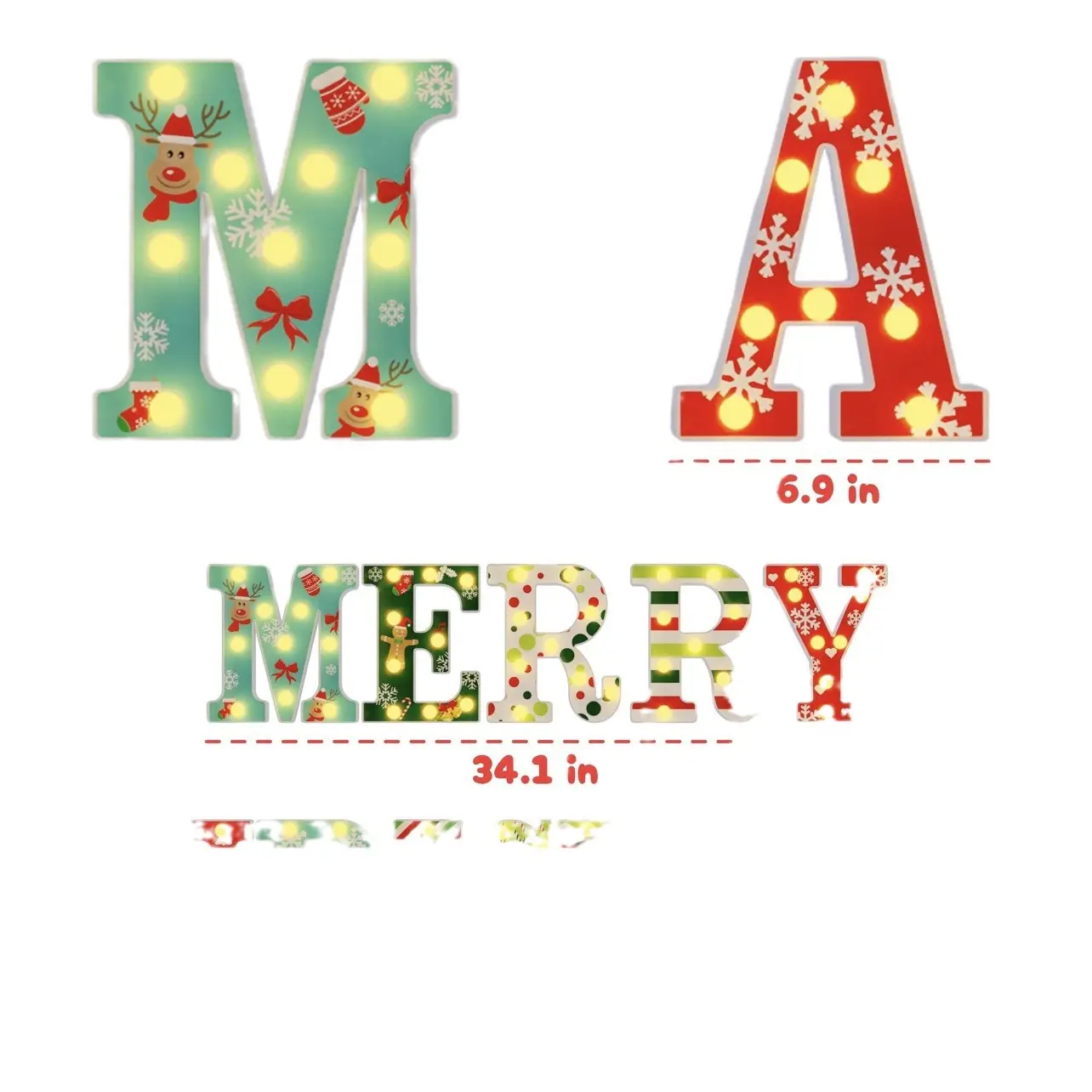Merry Christmas Letter Light JOY Decorative Letters