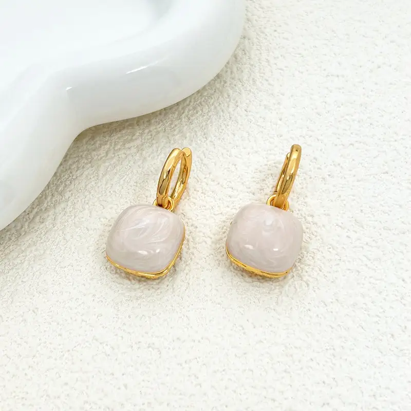 Stylish Drop-glaze Stud Earrings With Delicate Micro-set Zirconia