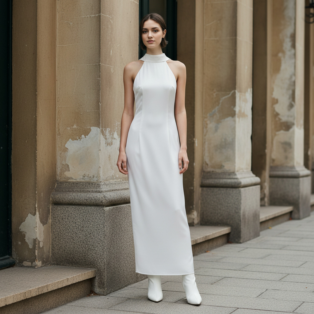 Satin Elegant Slit Straight Skirt Women