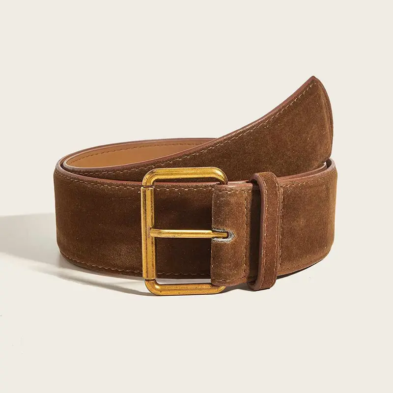 Womens Wide Suede High-end Minimalist Versatile Belt