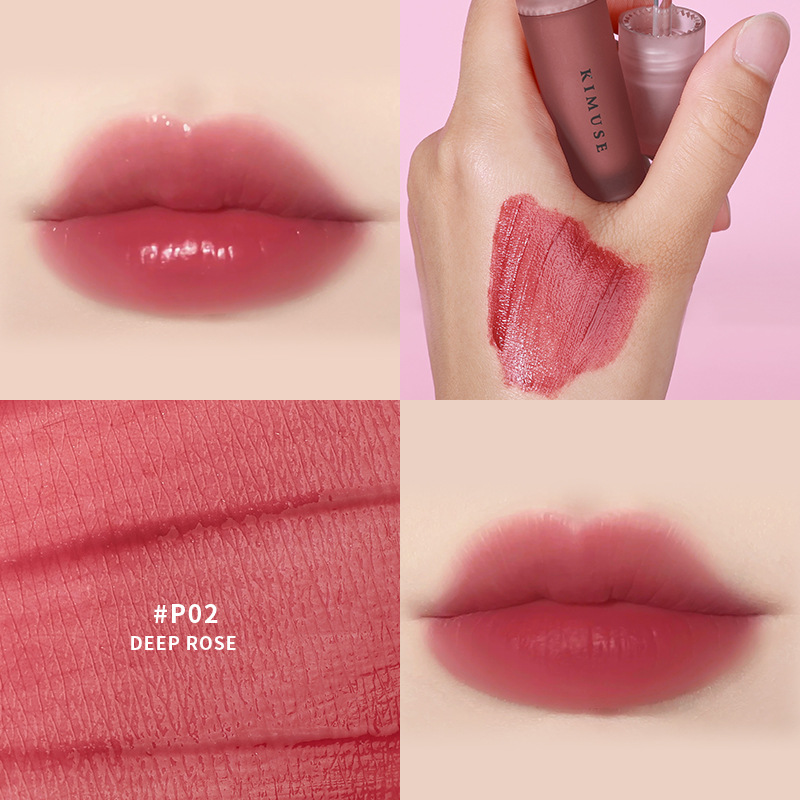 Velvet Matte Natural White Makeup Does Not Fade No Stain On Cup Lip Lacquer P02Deep Rose - Shop at LoveMi