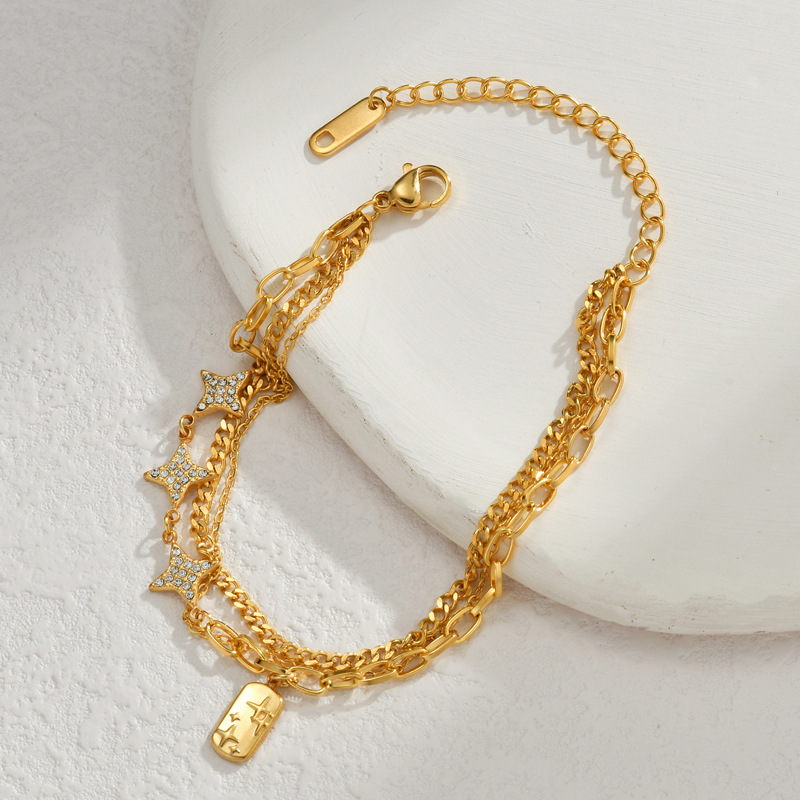Light Luxury Retro Style Pendant Stainless Steel Bracelet