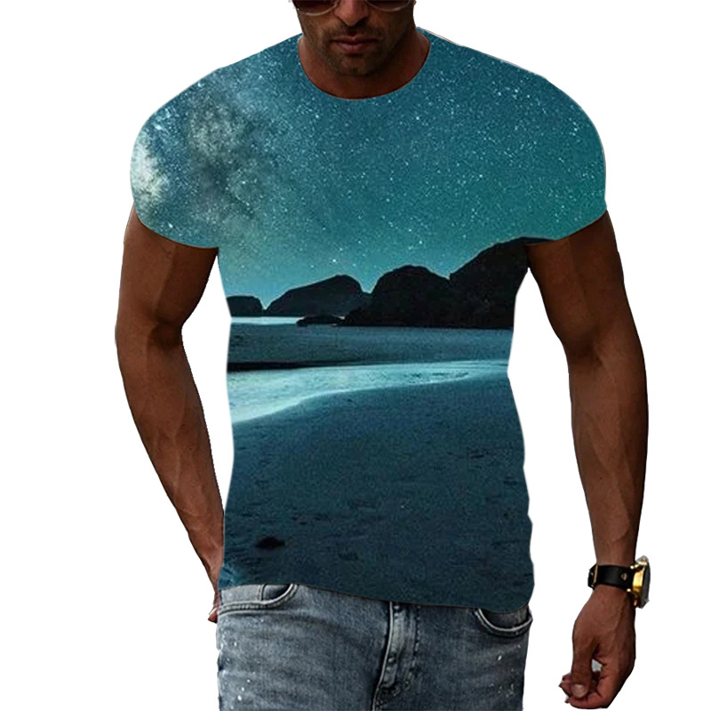 Title 10, T-shirt 3D pour homme Trend Print motif Aurora,...