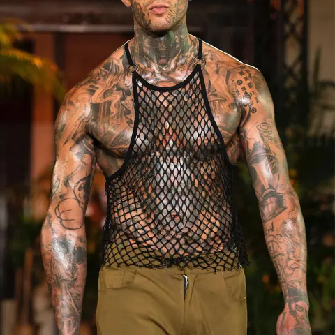 Men See-through Mesh Vest