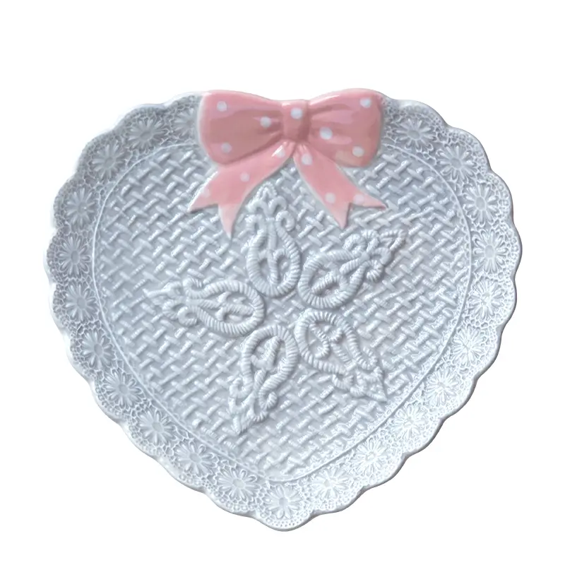 French Hand-painted Relief Ceramic Plate