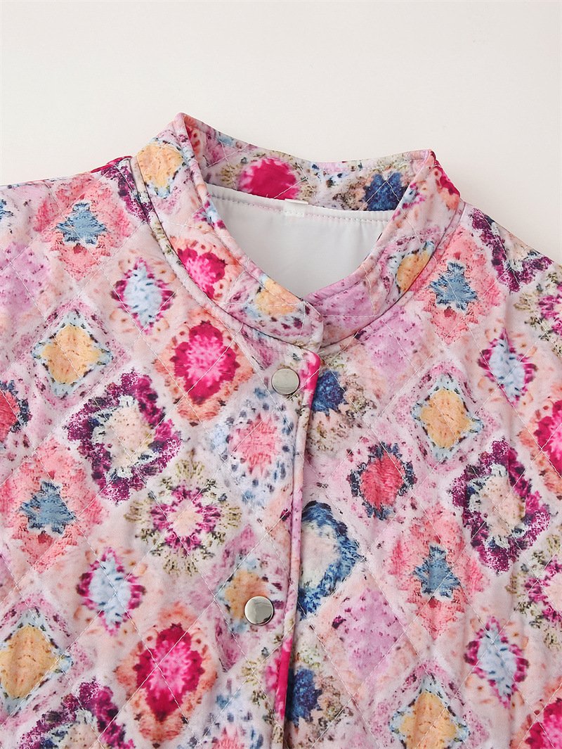 Warm Cotton Padded Crew-Neck Jacket, Lotus Pink Warm Cotton Padded Crew-Neck Jacket, Lotus Pink