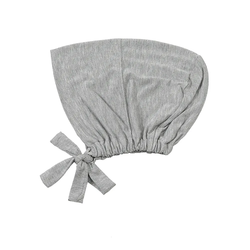 New Elastic Elastic Lace-up Ethnic Headscarf Chemotherapy Base Hat - 18 Light Heather Gray