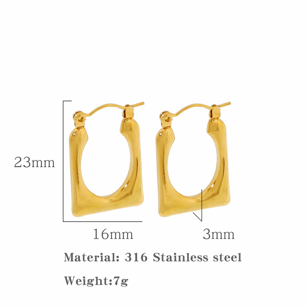 Retro French Metal Mirror Geometric Ring Ear Clip Female Special-interest Earrings