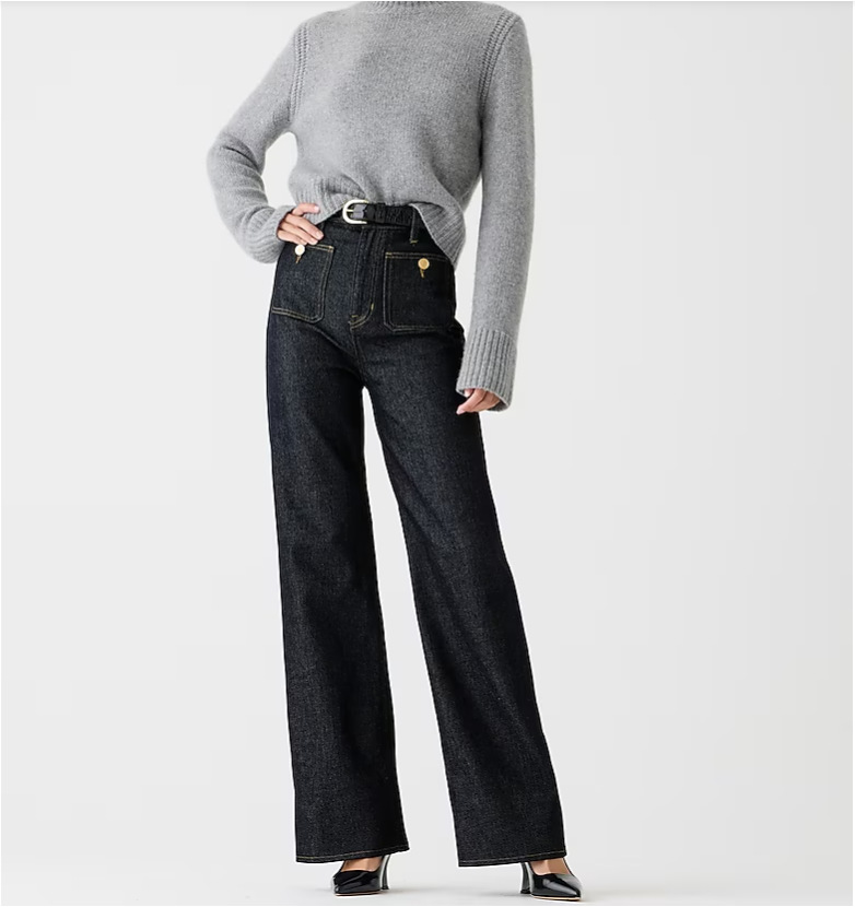 Loose Leisure Washed out Button Slightly Flared Jeans Black Regular - Shop at LoveMi
