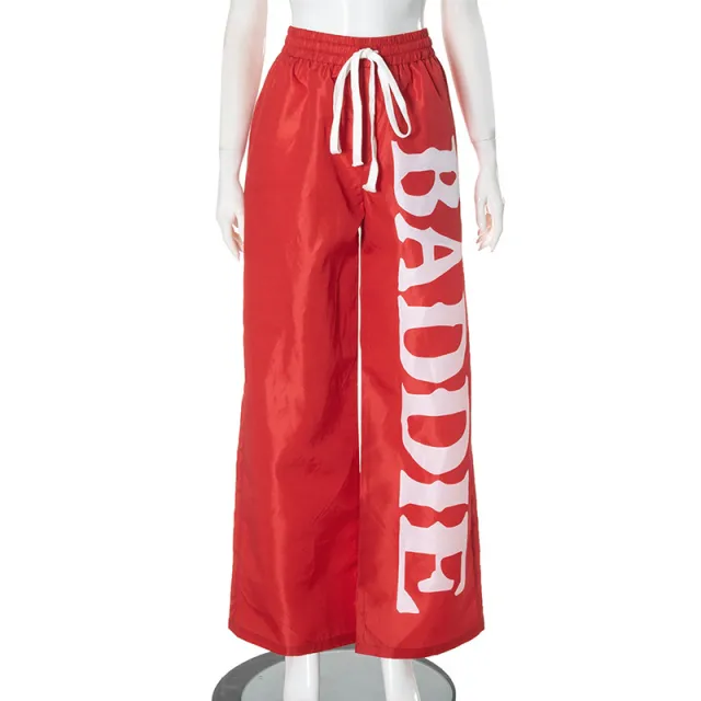 Drawstring Thin Loose Quick drying Casual Pants Red - Shop at LoveMi