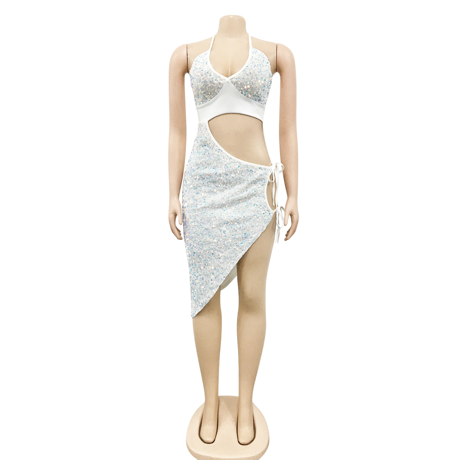 Title 30, HTH 2212089 Pailletten-Halter-Kleid mit Schlitz...