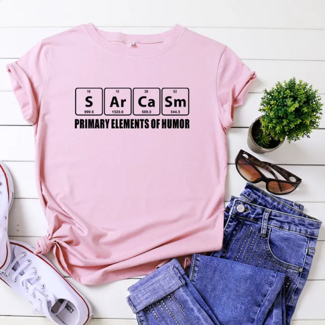Europe And America Creative Funny Alphabet Cartoon Cotton T shirt Pink Black - Shop at LoveMi