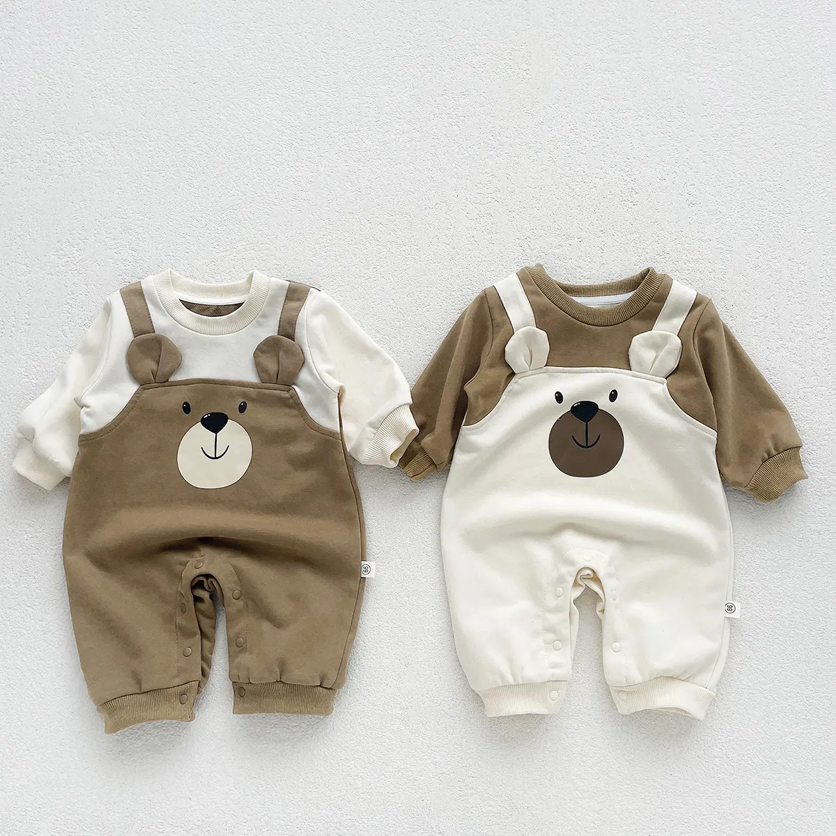 AutumnWinter Style Little Bear Fake Two-Piece Long-Sleeve