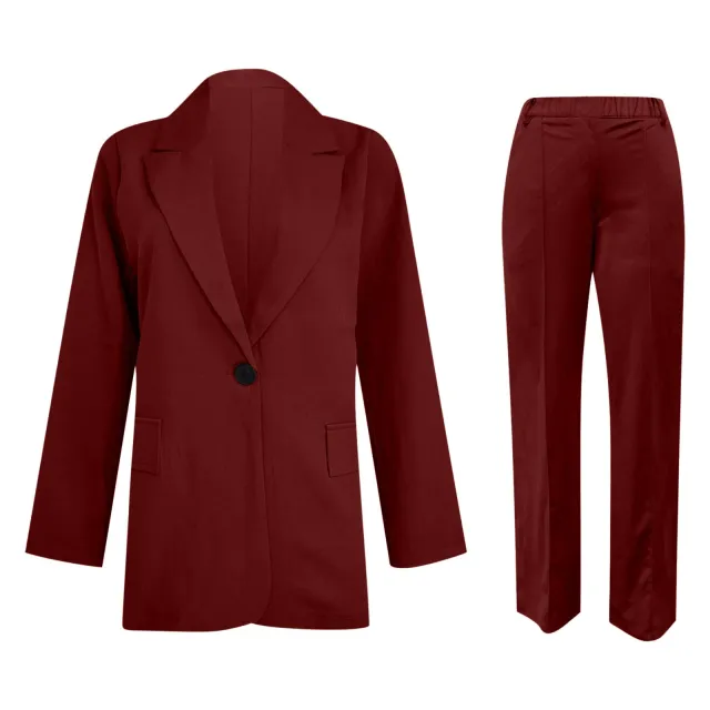 Women's Fashion All match Slim Suit Jacket Dark Red - Shop at LoveMi