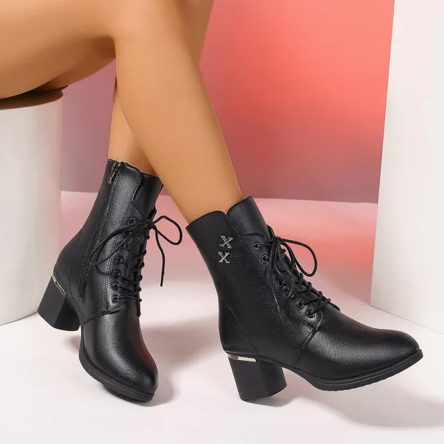 Thick soled British Style Female Boots Black - Shop at LoveMi