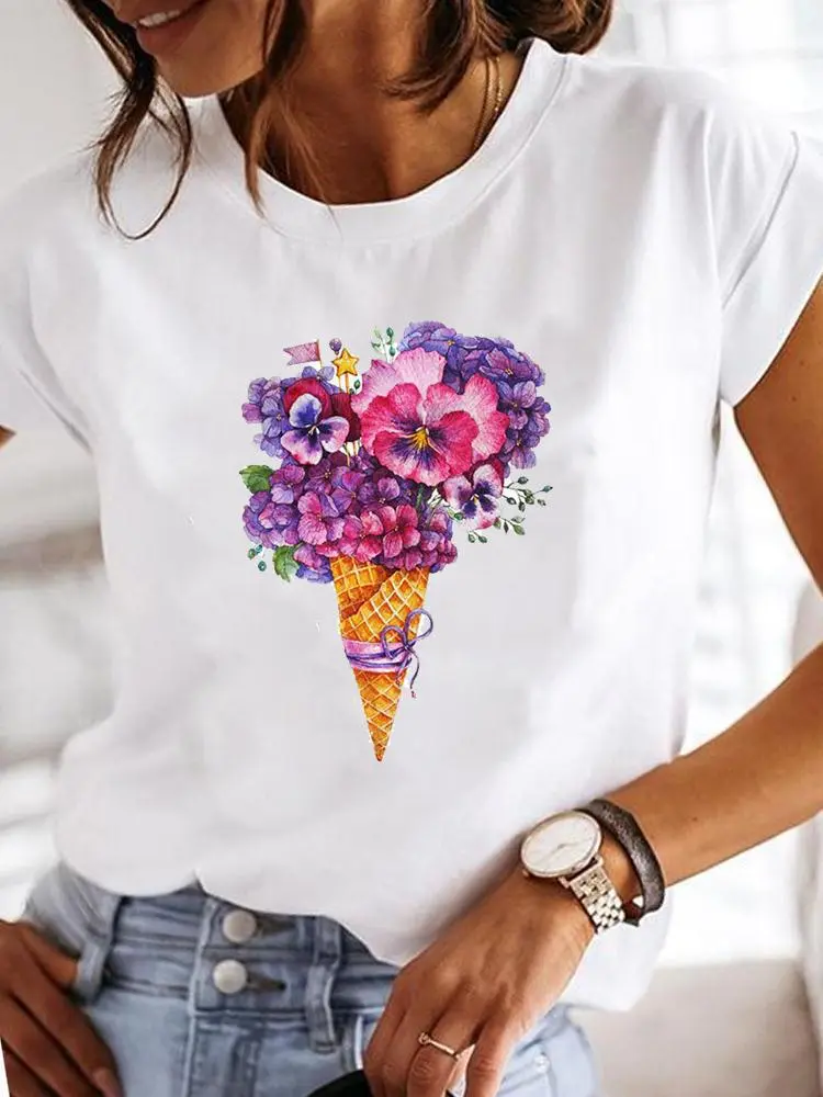 Crew Neck Casual Printed T-shirt For Women - Ts 2301 8-S