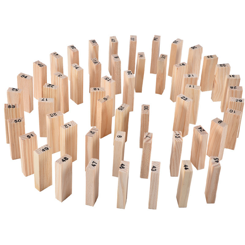 Puzzle éducatif numérique en bois à 54 bûchettes – style D, 48 pièces multicolores
