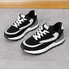 Casual Shoes Sneaker Thick Bottom Autumn Waffle - Black - View 1