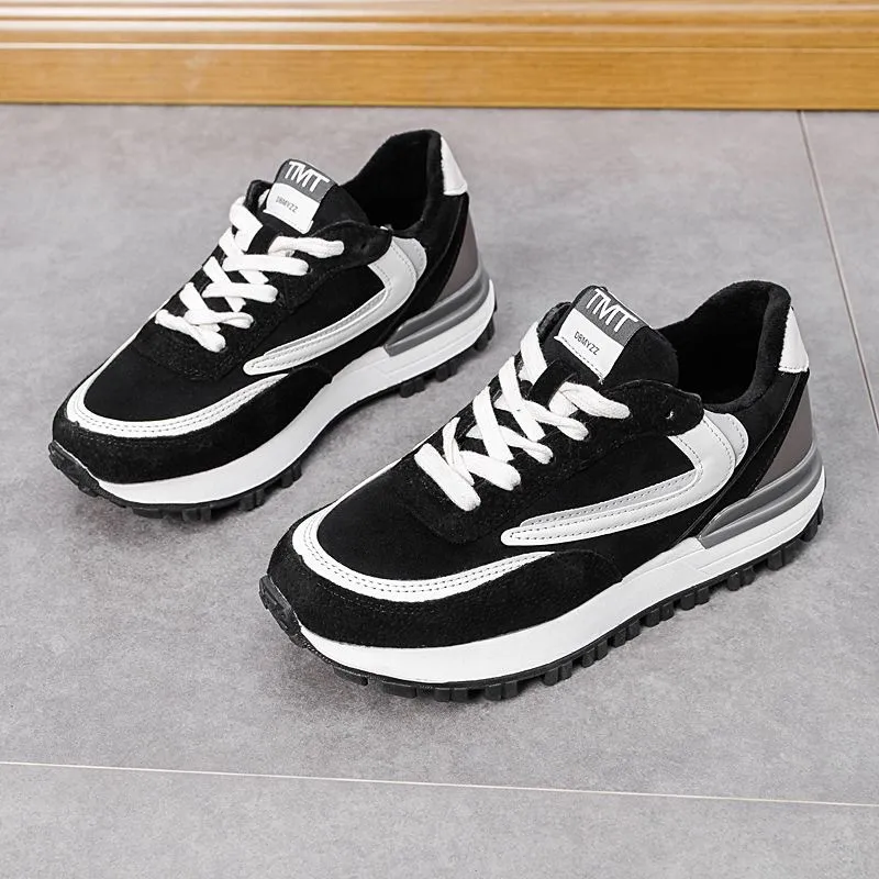 Casual Shoes Sneaker Thick Bottom Autumn Waffle - Black