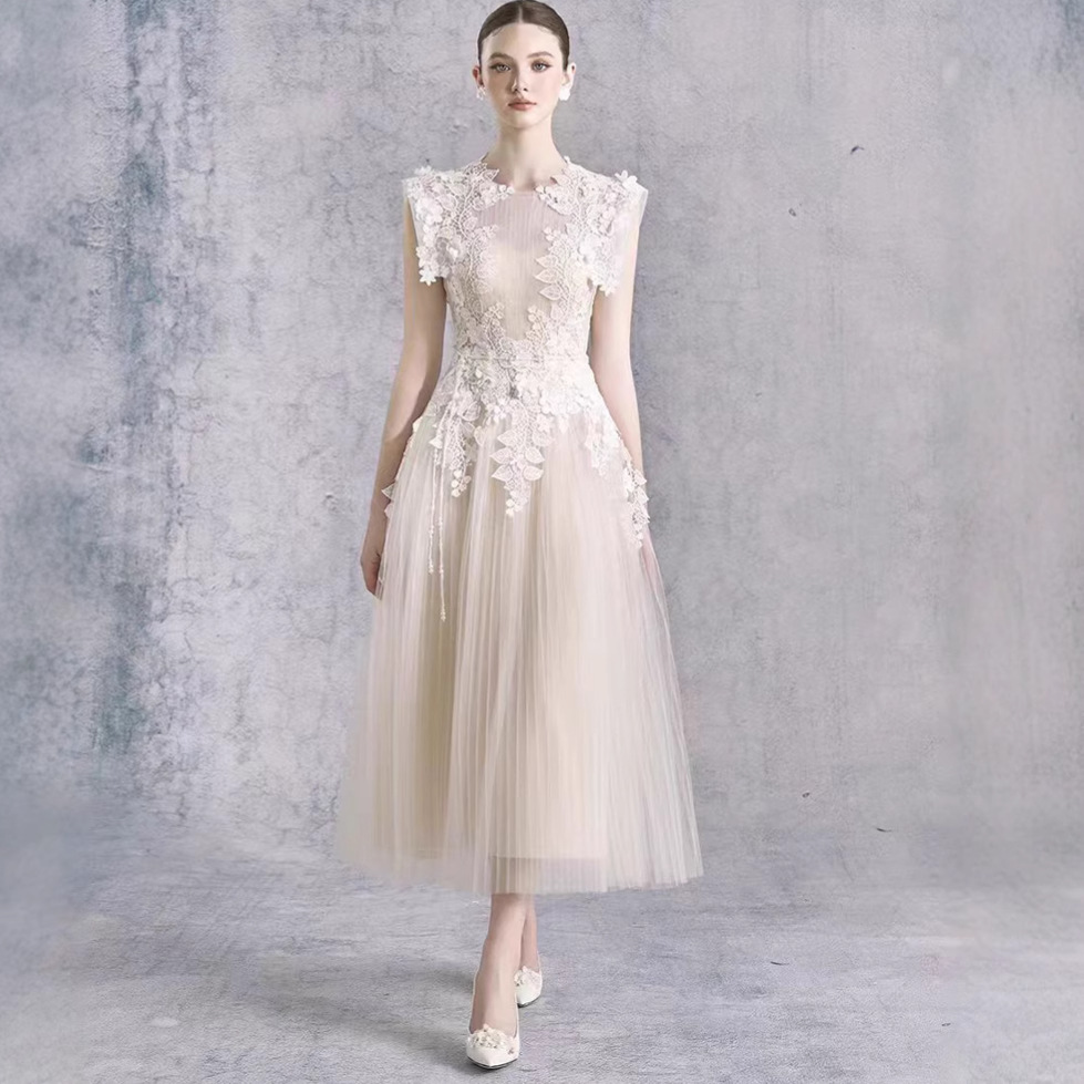 Lace Crochet Fairy-Like Waist-Cinching Dress