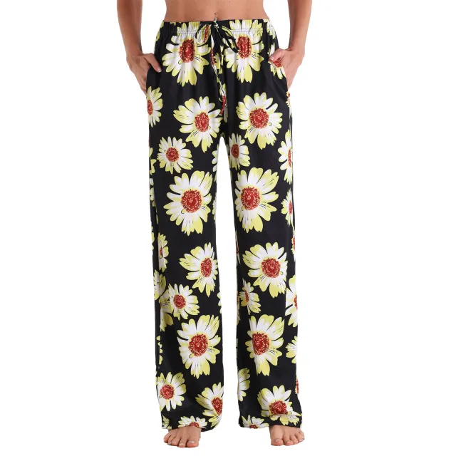 Stretch Cotton Straight leg Pants Printing Elastic Cord Trousers 3024Style - Shop at LoveMi
