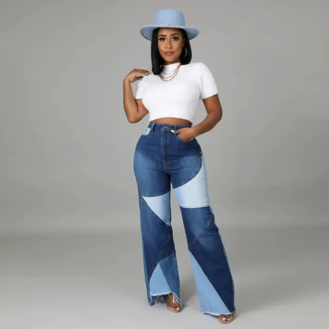 Summer New Patchwork Women's Denim Pants Blue - Shop at LoveMi